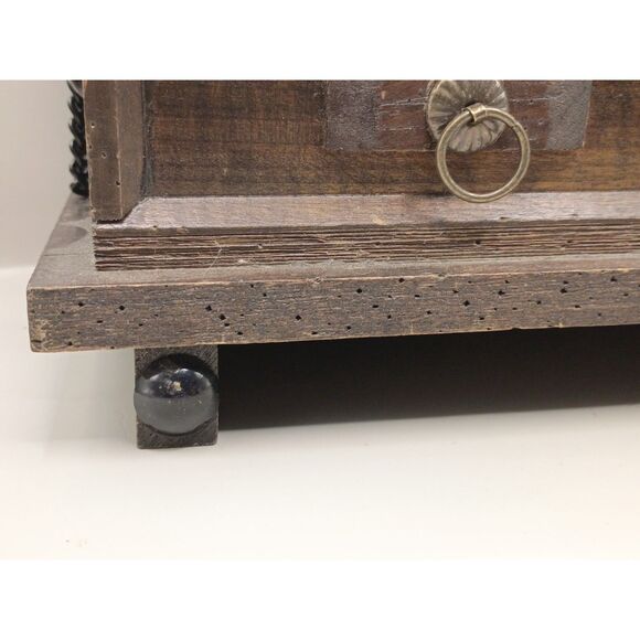 Vintage MCM 1950s Japanese Wood Chest Felt Lined Jewelry WORKING Music Box - Picture 10 of 11